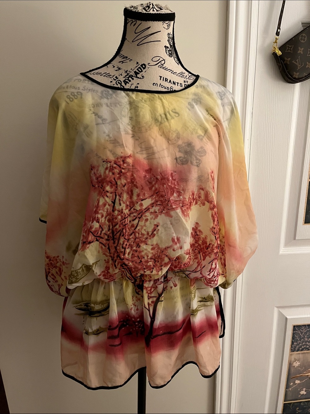 Floral Sheer Blouse in Yellow and Pink - Lightweight Women’s Top